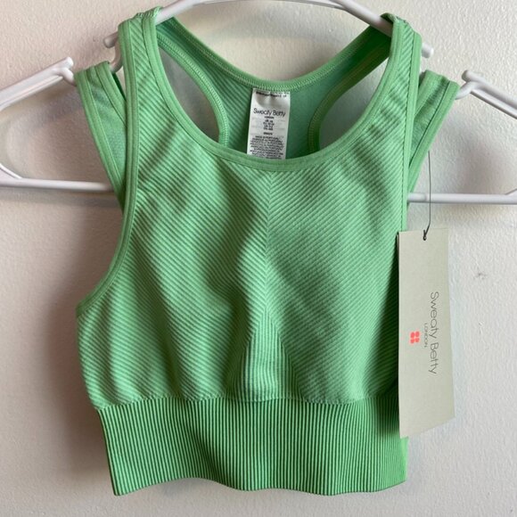 NWT Sweaty Betty Salix Green Illusion Seamless Sports Bra - Picture 4 of 10